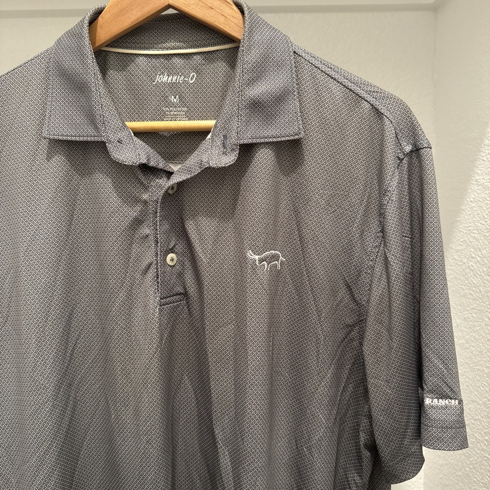 Johnnie-O Polo Shirt Men's M Black Geometric Golf Performance